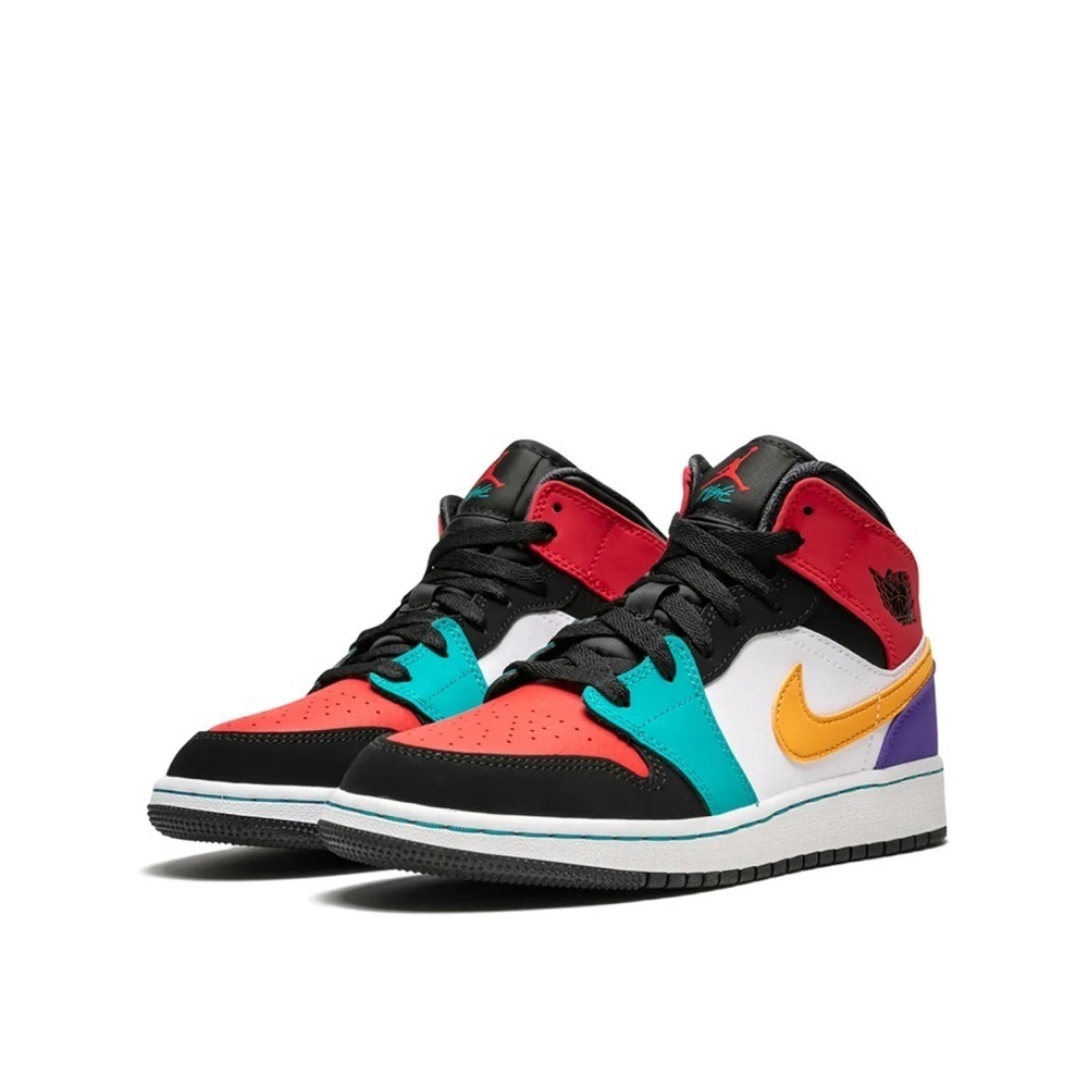 2018 Nike Air Jordan 1 Mid Multi Color Retro Youth Kids 7c - Picture 2 of 13